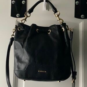 Elegant Black Leather Bucket Bag